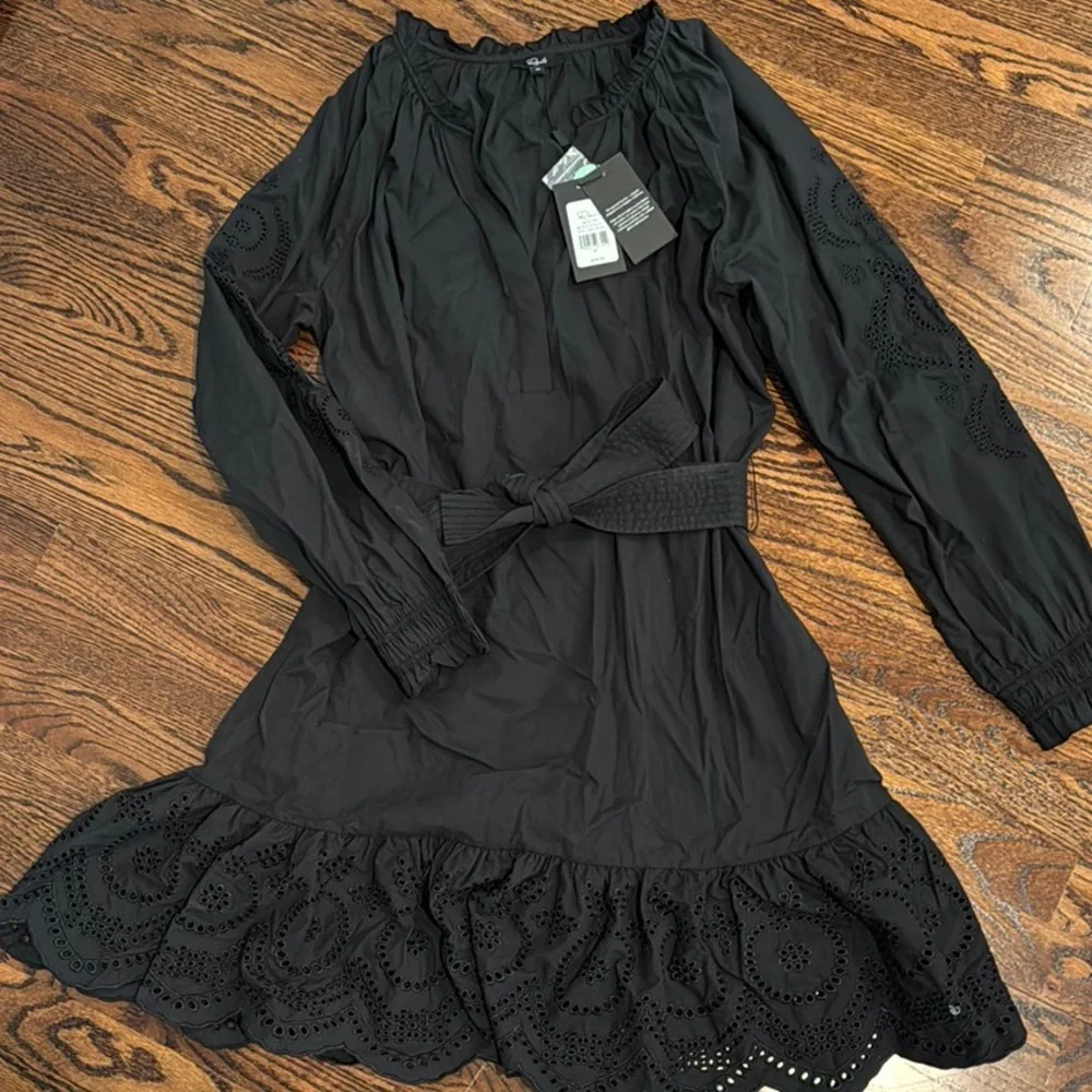 Rails Black Tiered Mini Dress with Bishop Sleeves - Picture 2 of 5